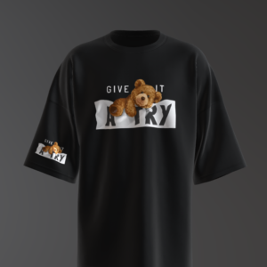 Give It A Try Oversized Black T-Shirt
