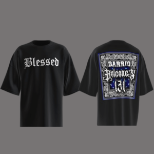 Blessed Barrio Design Oversized Black T-Shirt