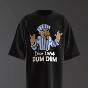 Chin Tapak Dum Dum Design Oversized Black T-Shirt