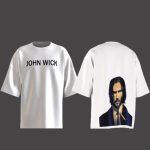 John Wick Design Oversized White T-Shirt