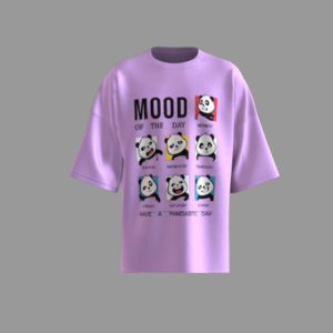 Pandastic Day Oversized Light Purple T-Shirt