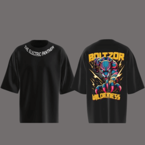 The Electric Panther Design Oversized Black T-Shirt