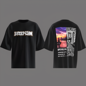 Brooklyn Design Oversized Black T-Shirt