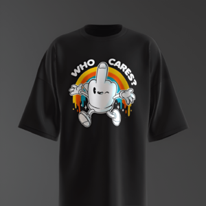 Who Cares Design Oversized Black T-Shirt