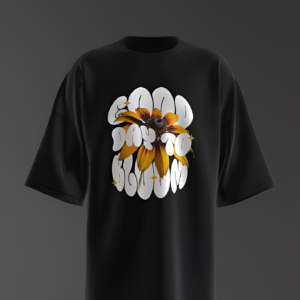 Good Days TO Bloom Design Oversized Black T-Shirt
